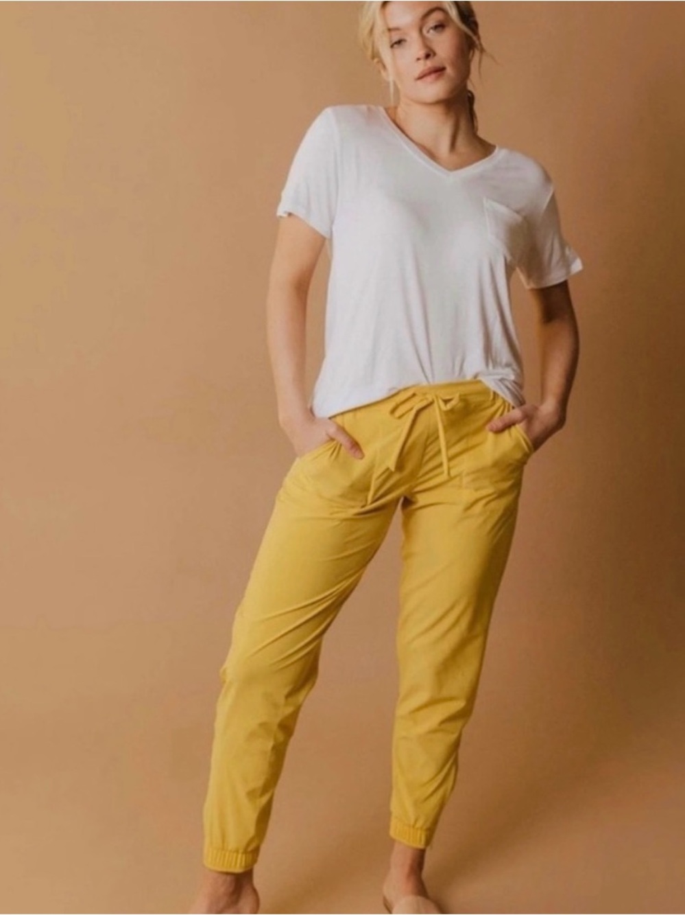 Albion Mustard Yellow Women's Drawstring Zip-Cuff Joggers